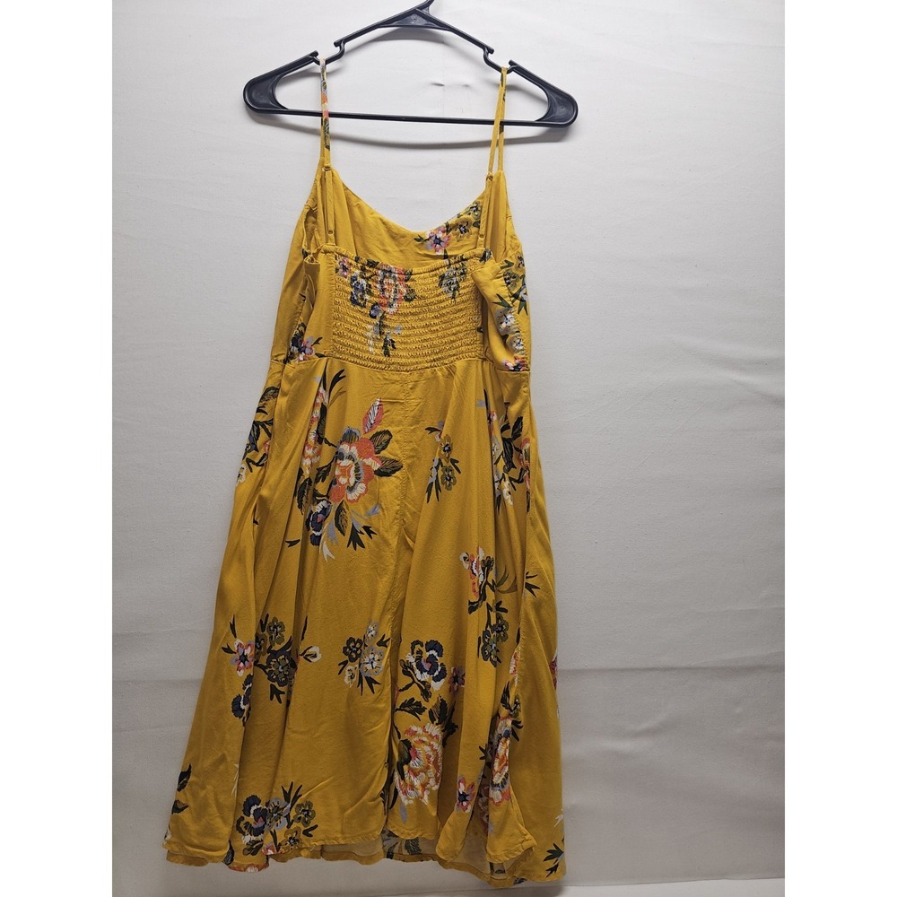 Floral Spaghetti Strap Fit And Flare Dress Golden Yellow L SPRING BASIC - Picture 2 of 4